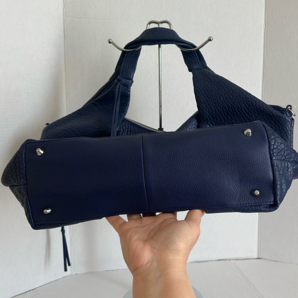 NWT Vince Camuto Lamb Leather Pleated Convertible Tote Blue Shoulder Bag - Picture 11 of 16